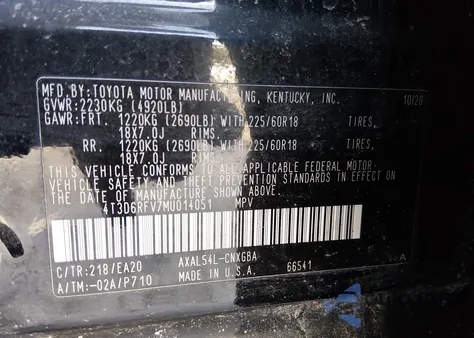 2021 Toyota Rav4 Hybrid Limited z USA, uszkodzony, nr VIN 4T3D6RFV7MU014051